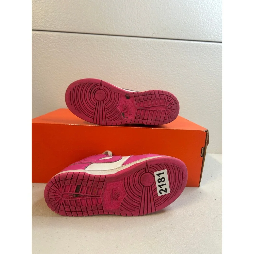 Nike Dunk Low Active Fuchsia White Kids Sneakers Size 13.5C #2181